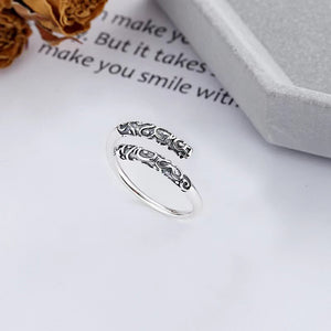 Wukong Handmade Carved Vintage Silver Couple Ring-Courage and Confidence