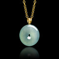 Pure Clarity Ice Jade Peace Buckle Pendant Necklace