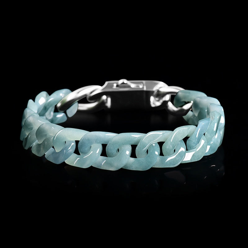 Natural Jadeite Cuban Chain Hand-Carved Bracelet-Premium Urban Jewelry in 3 Colors