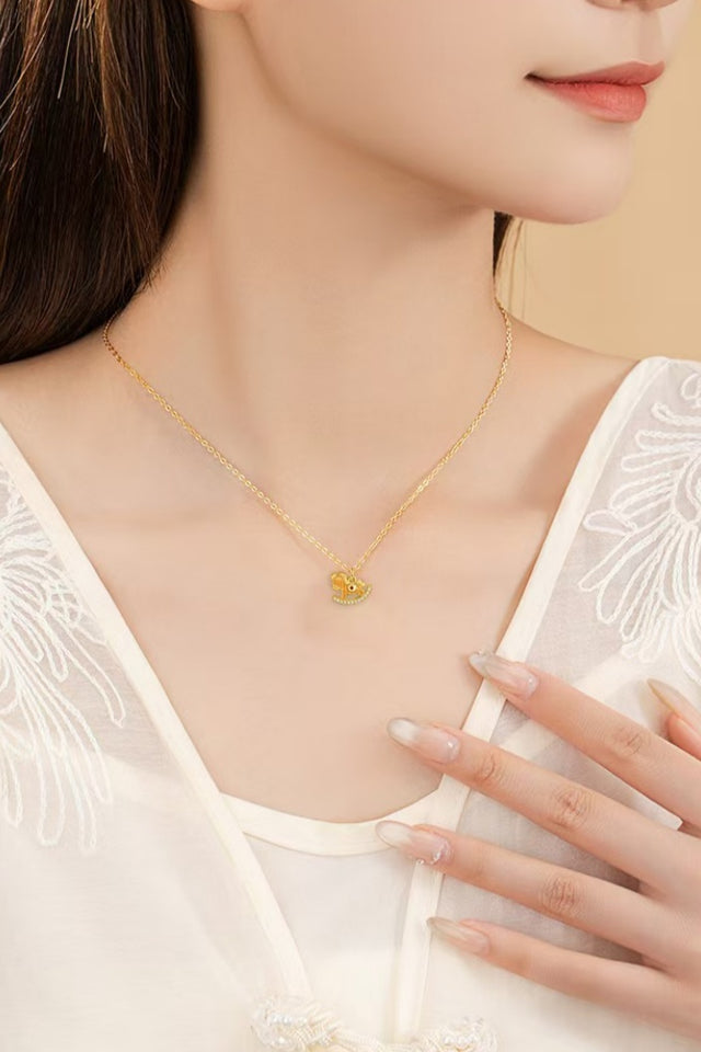 Gold Rocking Horse Fortune Necklace — luck, abundance, momentum