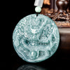 Grade A Blue Jadeite Dragon Pendant – Bold Ice Variety Jade Necklace for Men
