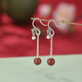 Auspicious Dragon Pearl Silver Drop Earrings-Fortune Prosperity
