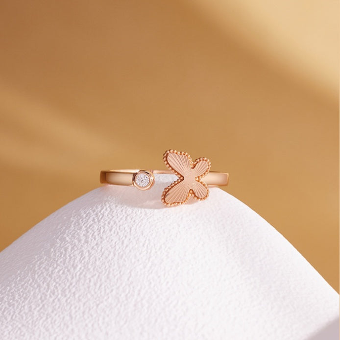 S925 Silver Textured Butterfly Ring-Quiet Renewal
