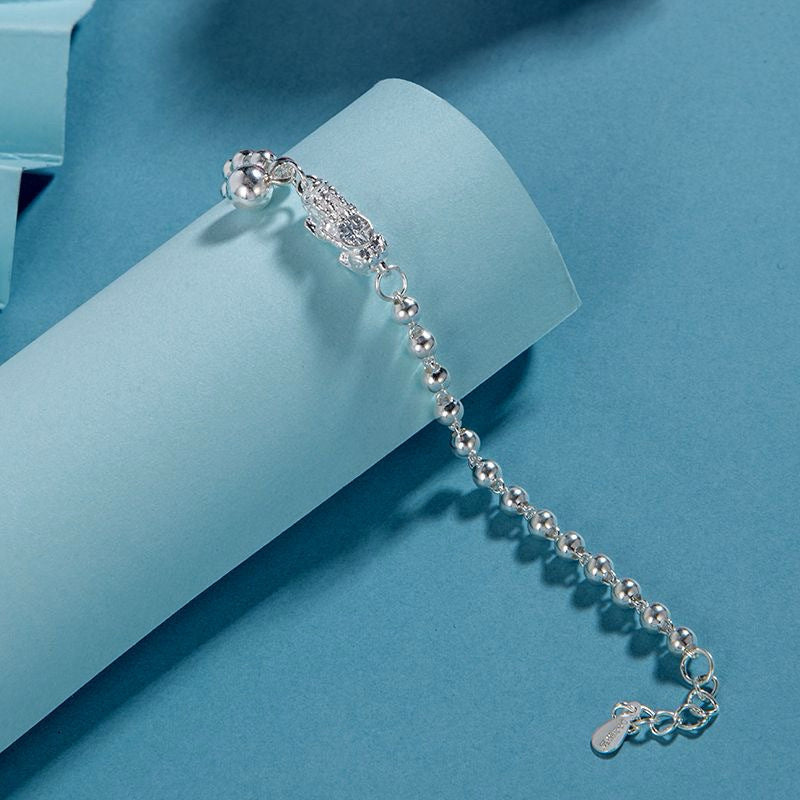 Pixiu Sterling Silver Bead Bracelet-Prosperity & Protection
