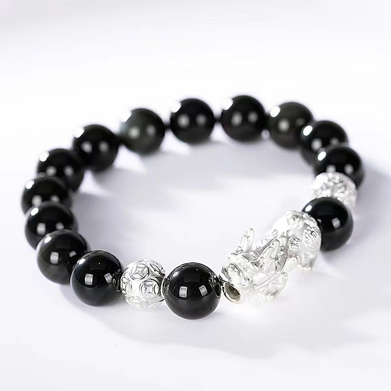 Pixiu Protection Bracelet-Black Obisidian Stone