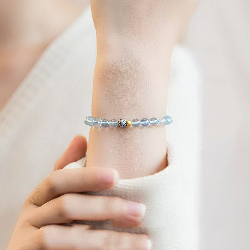 Lotus Flower Aquamarine Bracelet-Luck Transferring