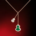 Green Mother-of-Pearl & Pavé Double Gourd Necklace