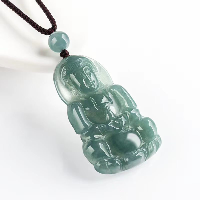 Guan Yin Ice Jade Hand Carved Pendant-Compassion