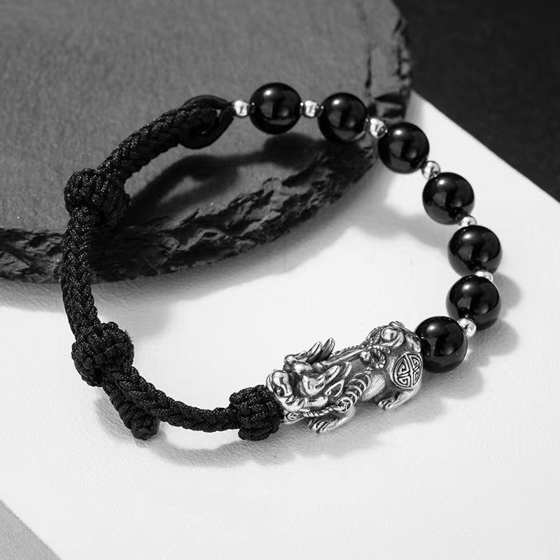 Men`s Obsidian Pixiu Bracelet-Attract Luck