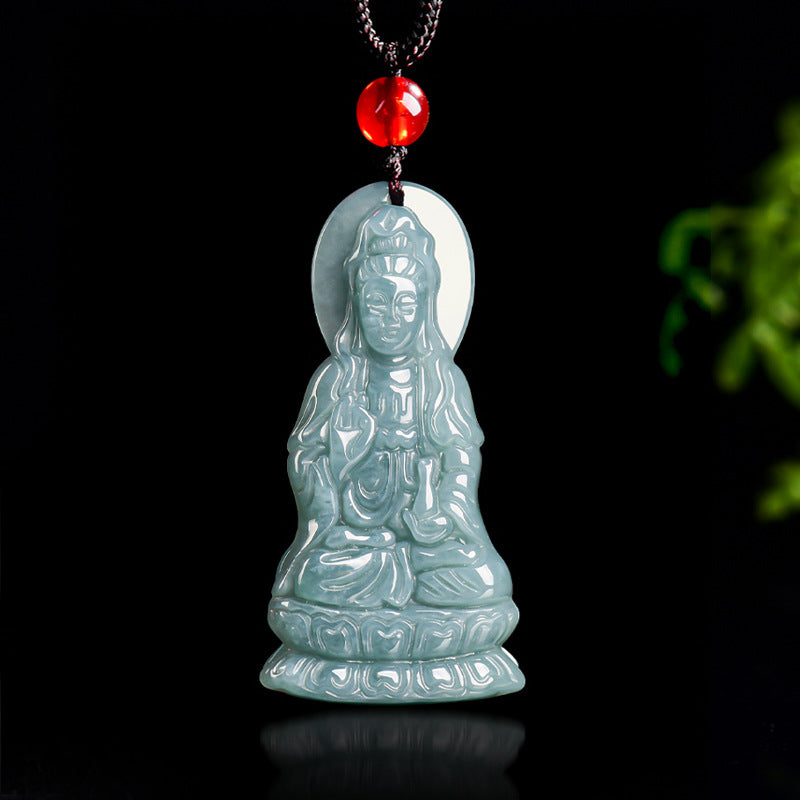 Serene Acceptance Jade Guanyin Pendant Necklace