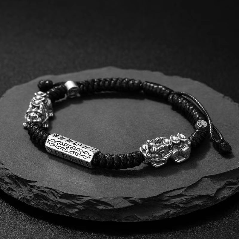 Double Pixiu Handmade Rope Bracelet-Attract Luck