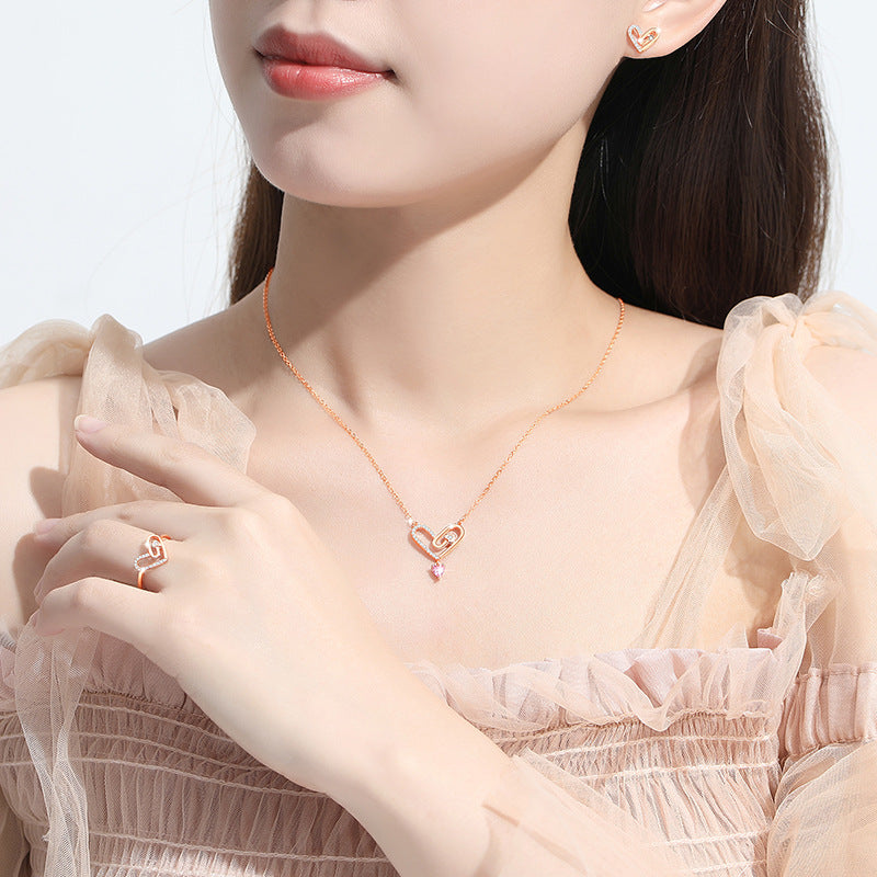 Heart Cubic Zirconia Necklace-Devoted Love