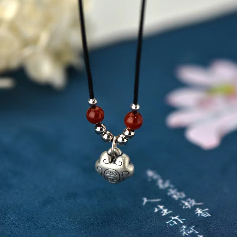 Longevity Lock 999 Silver Pendant-Good Fortune and Blessing