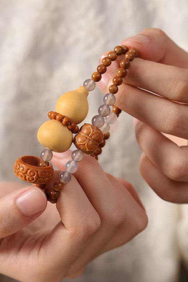 Gourd & Lotus Blessing Bodhi Bracelet–Wealth and Harmony