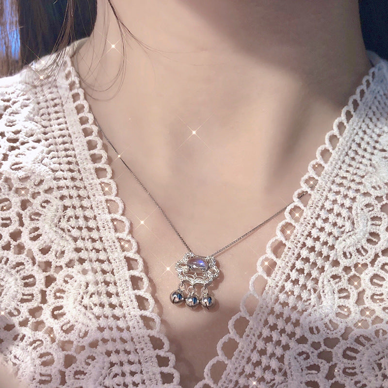 Peace and Protection-Longevity Lock Moonstone Necklace