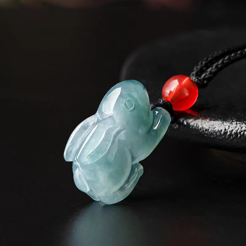 Lucky Rabbit Ice Jade Pendant-Natural Grade A Jade