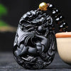 Black Obsidian “Flying Pixiu” Pendant – Hand-Carved Guardian of Wealth & Power