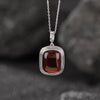 Natural Red Amber Pendant Silver Necklace-Luck Prosperity