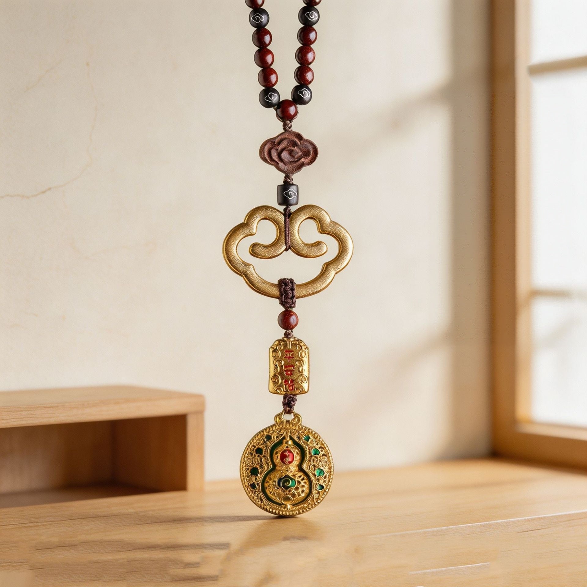 Enamel Gourd Sandalwood Car Charm-Peaceful Journeys