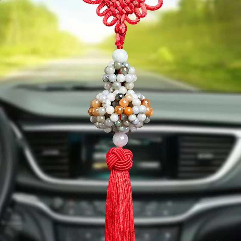 Fengshui Lucky Auto Hanging Ornament-Natural Jade Calabash