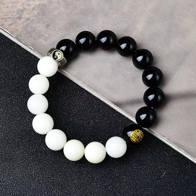 Yin Yang Balance Obsidian Ba Gua Bracelet-Protection & Harmony