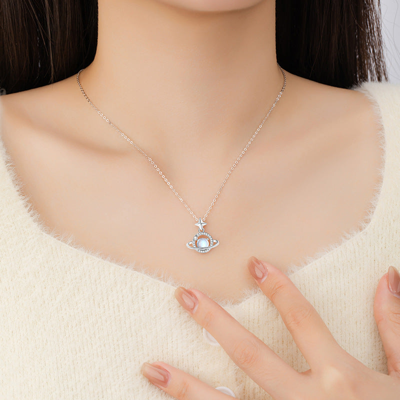 Always Drawn to You-Saturn & Star Sterling Silver Necklace