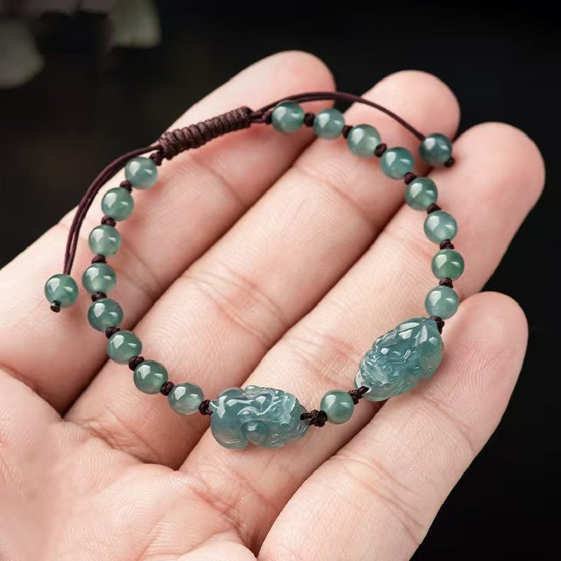 Ice Jade Double Pixiu Bracelet-Attract Luck