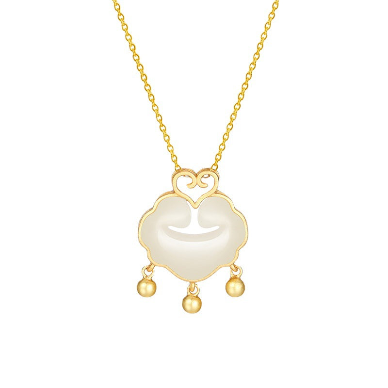 Fengshui Fortune Lock Jade Pendant Necklace