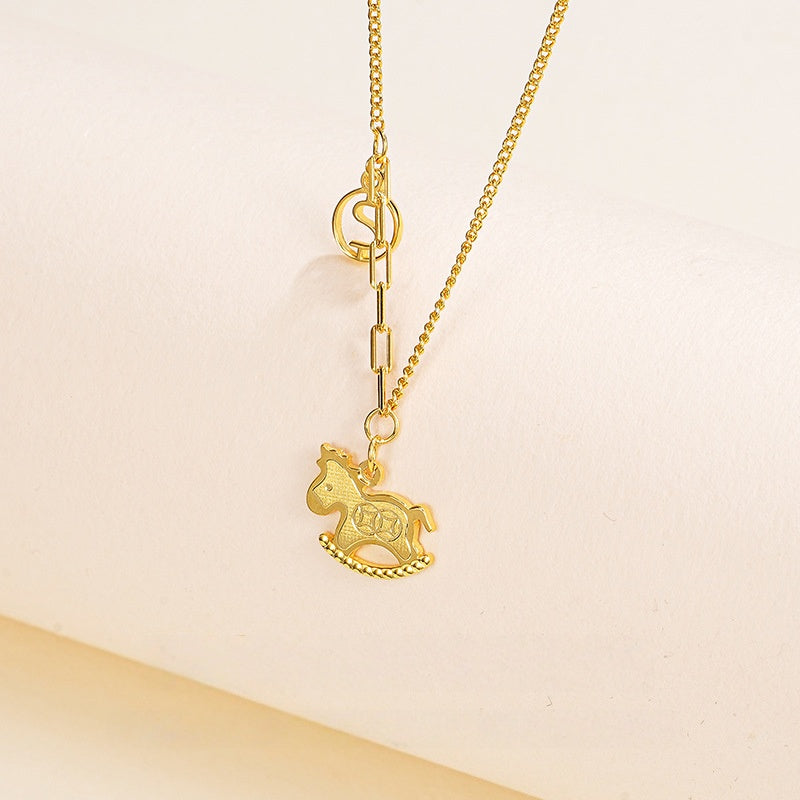 “Lucky Horse” Golden Necklace – 2026 Year of the Horse Edition for Instant Wealth & Good Fortune