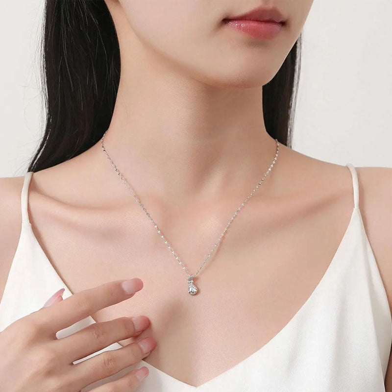 Fortune Pouch 999 Silver Necklace-Blessings Tied Close
