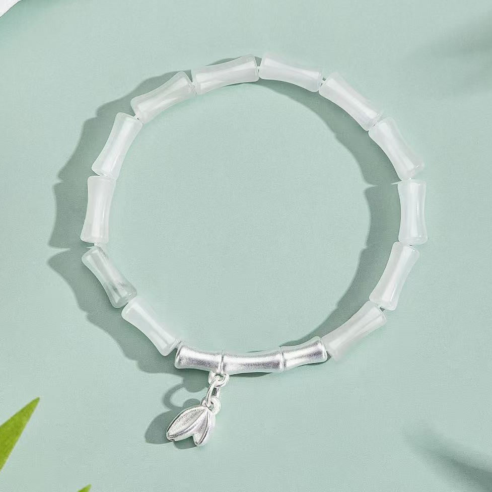 White Jade Fengshui Silver Bangle