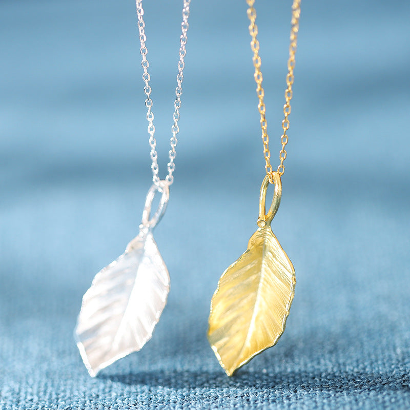 Textured Leaf Necklace-A Moment Outdoors