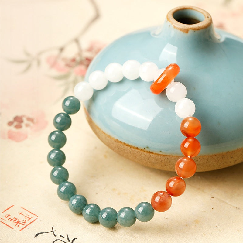 Red Agate Sliding Donut Jade Bracelet-Circles of Calm
