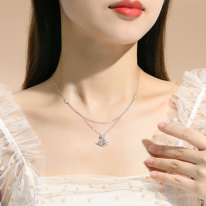 Saturn & Star Sterling Silver Layered Necklace-Light Along the Way