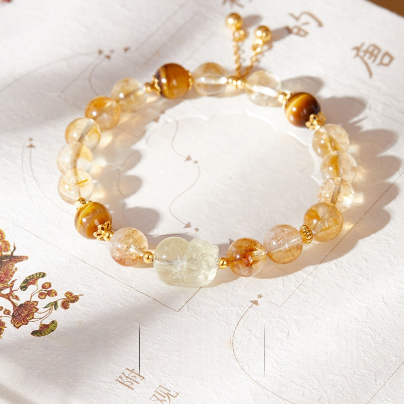 Golden Tiger’s Eye Pixiu Bracelet – Strength, Wealth & Prosperity