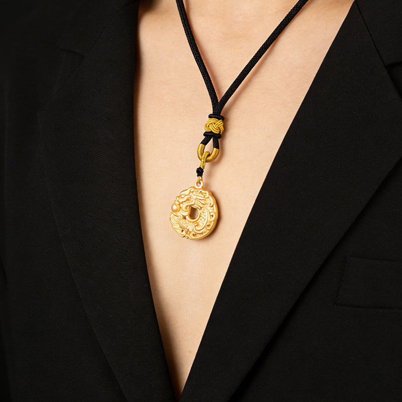 Dragon Gold-Plated Silver Pendant-Quiet Strength