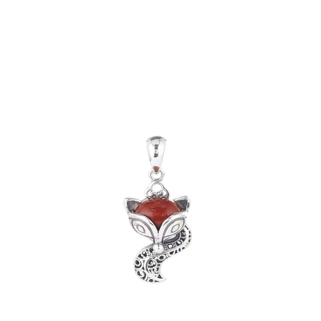 Fox Red Agate Silver Necklace-Protection