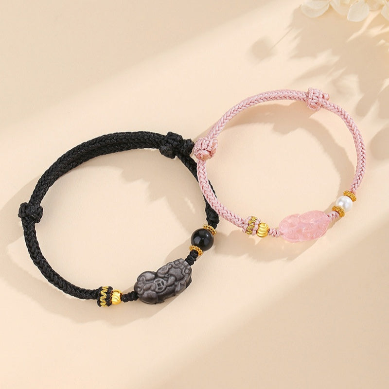 Prosperity & Harmony-Pixiu Beaded Couple Cord Bracelet