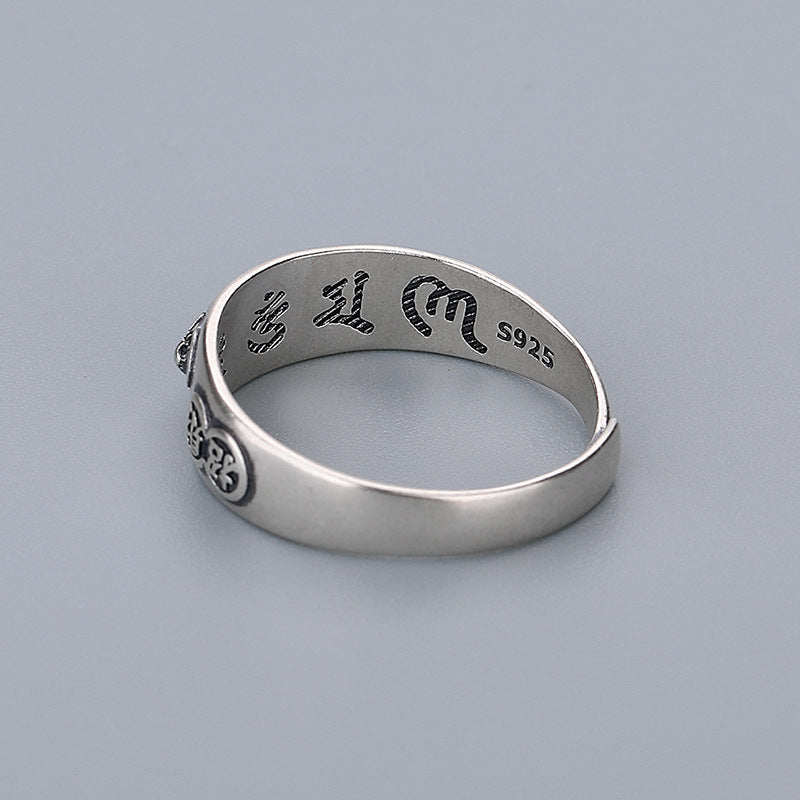 Glücks-Feng-Shui Pixiu-Sechs-Wahre-Worte-Mantra-Ring (verstellbar)