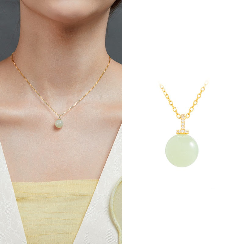 Nephrite Jade Full Blessing Pendant Necklace