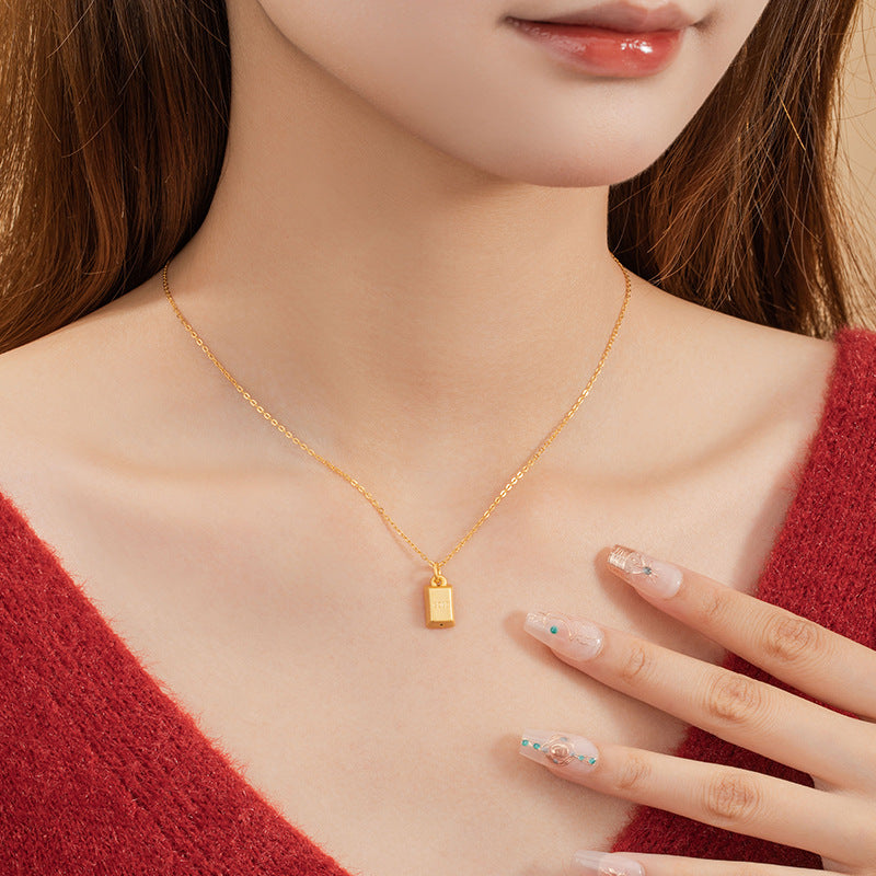 Gold Bar Necklace-A Wish for Prosperity