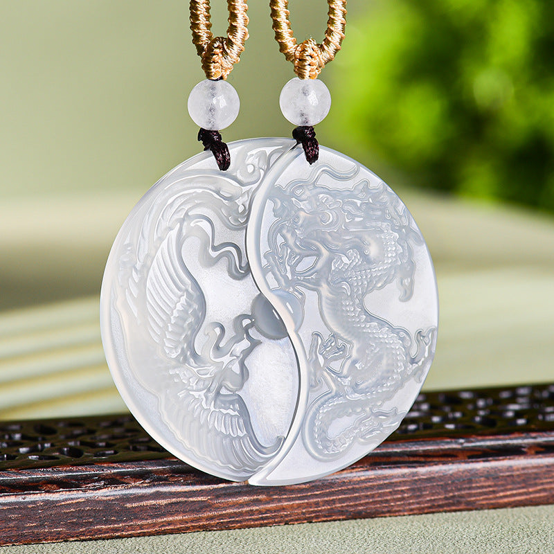 Dragon & Phoenix Couple Agate Unity Pendant Set – Love, Harmony & Lifelong Bond