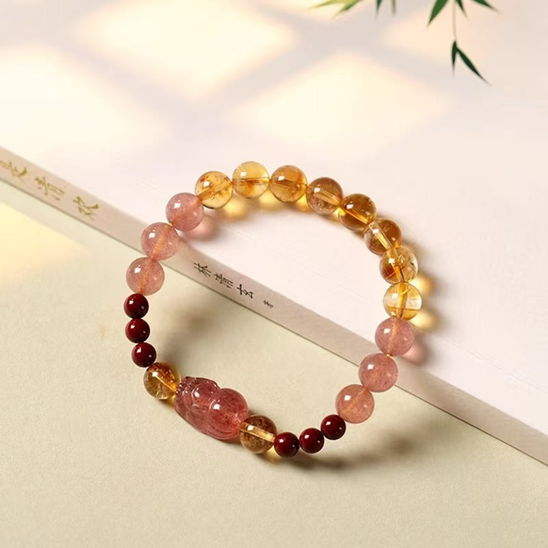 Gentle Attraction Strawberry Quartz Pixiu Bracelet