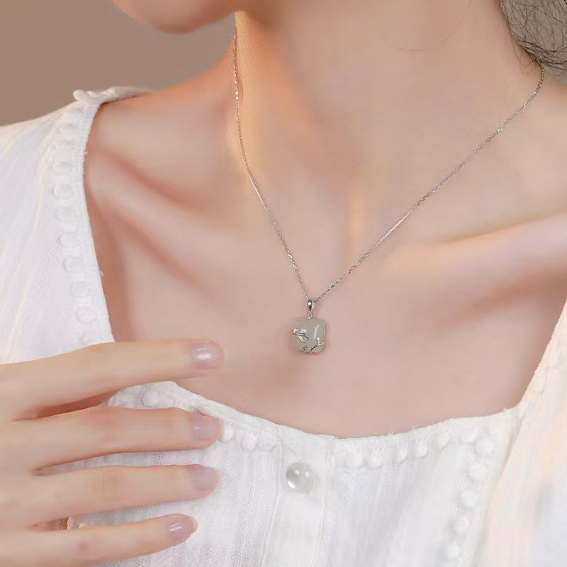 Serene Willow Hetian Jade "Sugar Cube" Pendant