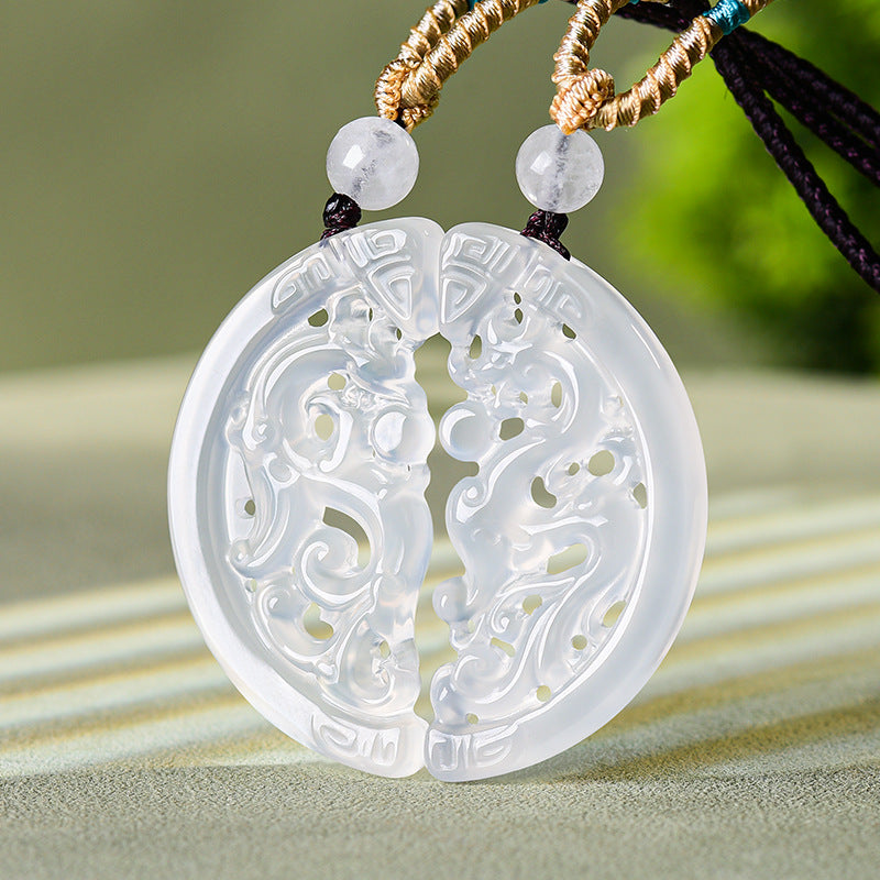 Dragon & Phoenix Hollow Design Aaget Pendant Set – Unity, Love & Lifelong Bond