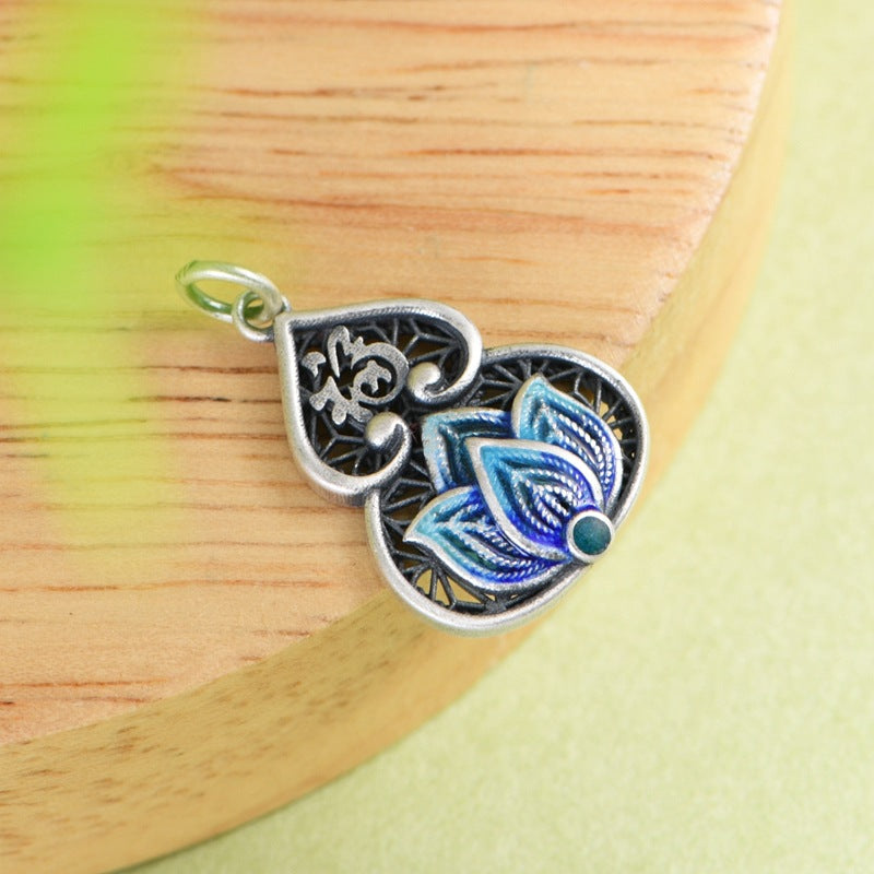 Feng Shui Calabash Cloisonne Silver Necklace-Protection, Longevity & Prosperity