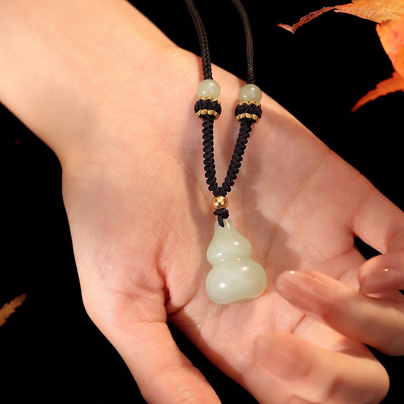 Quiet Wholeness-Nephrite Jade Cord Pendant Necklace