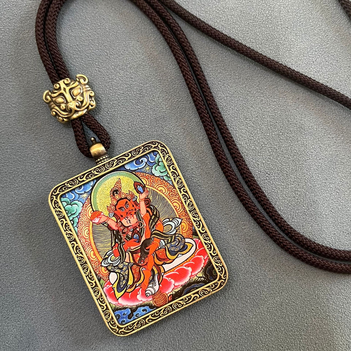 Five Jambhala Thangka Pendant Necklace-Five Paths of Abundance