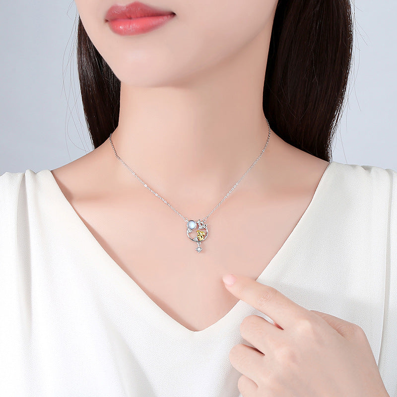 Steadfast Love-Moon Rabbit Sterling Silver Necklace