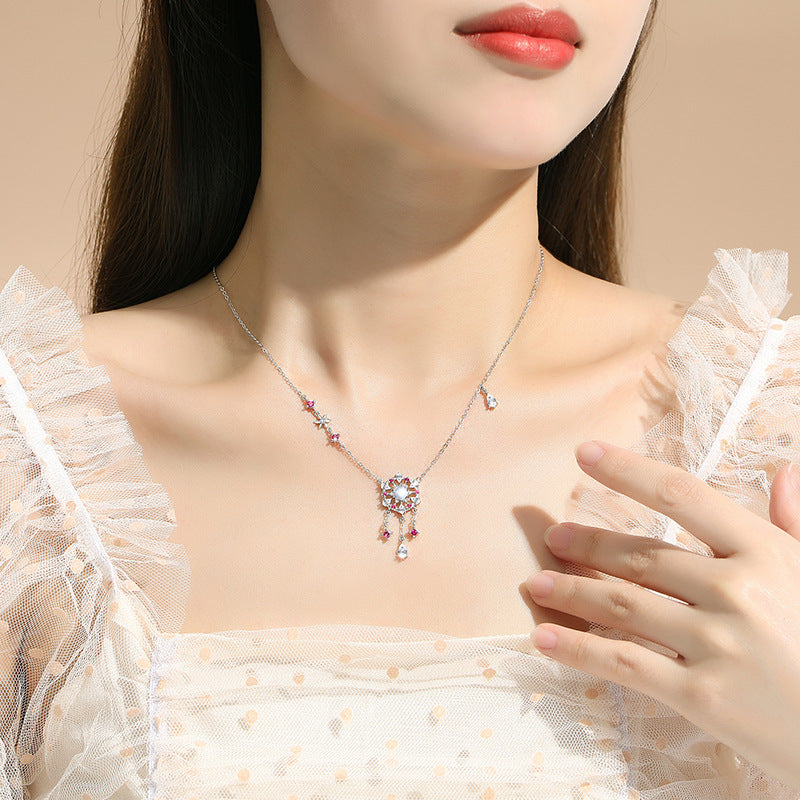 Pink Dreamcatcher Sterling Silver Necklace-Sweet Dreams and Fortune
